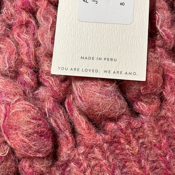 AMO Baby Alpaca Merino Wool Blend ‘JANE” Raglan Crochet Pullover Sweater M NWT - Picture 10 of 12